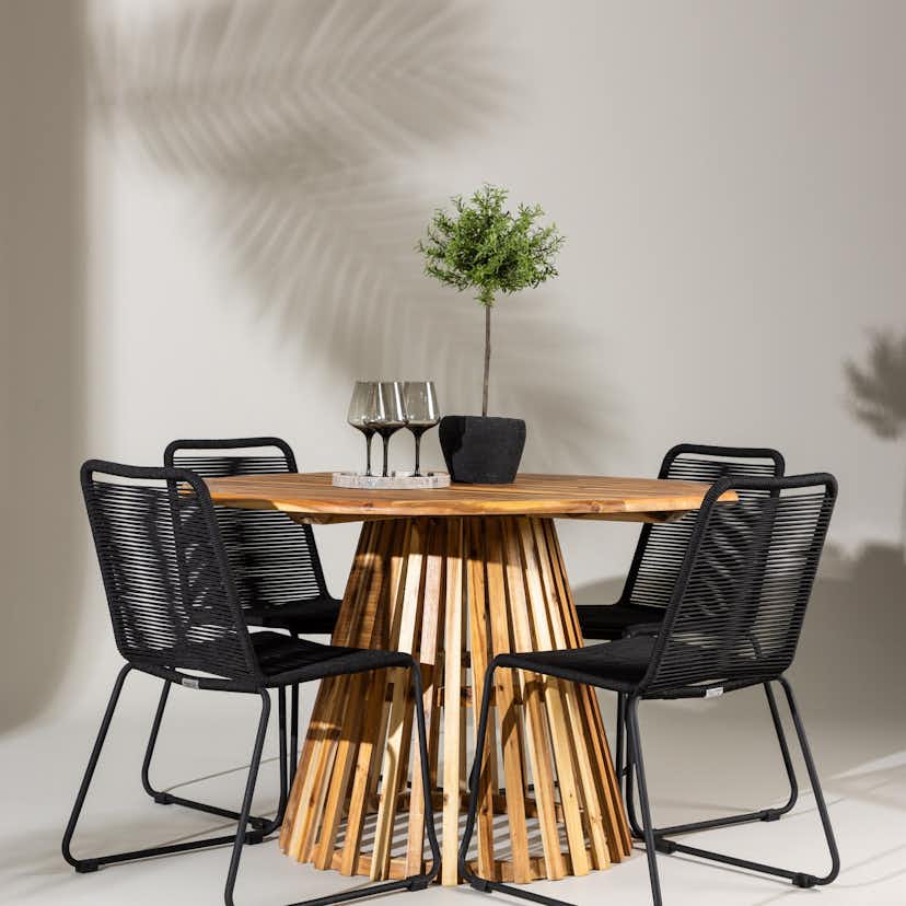 Trädgårdsgrupp Venture Home Lumpur med 4 Lindos Trädgårdsstolar