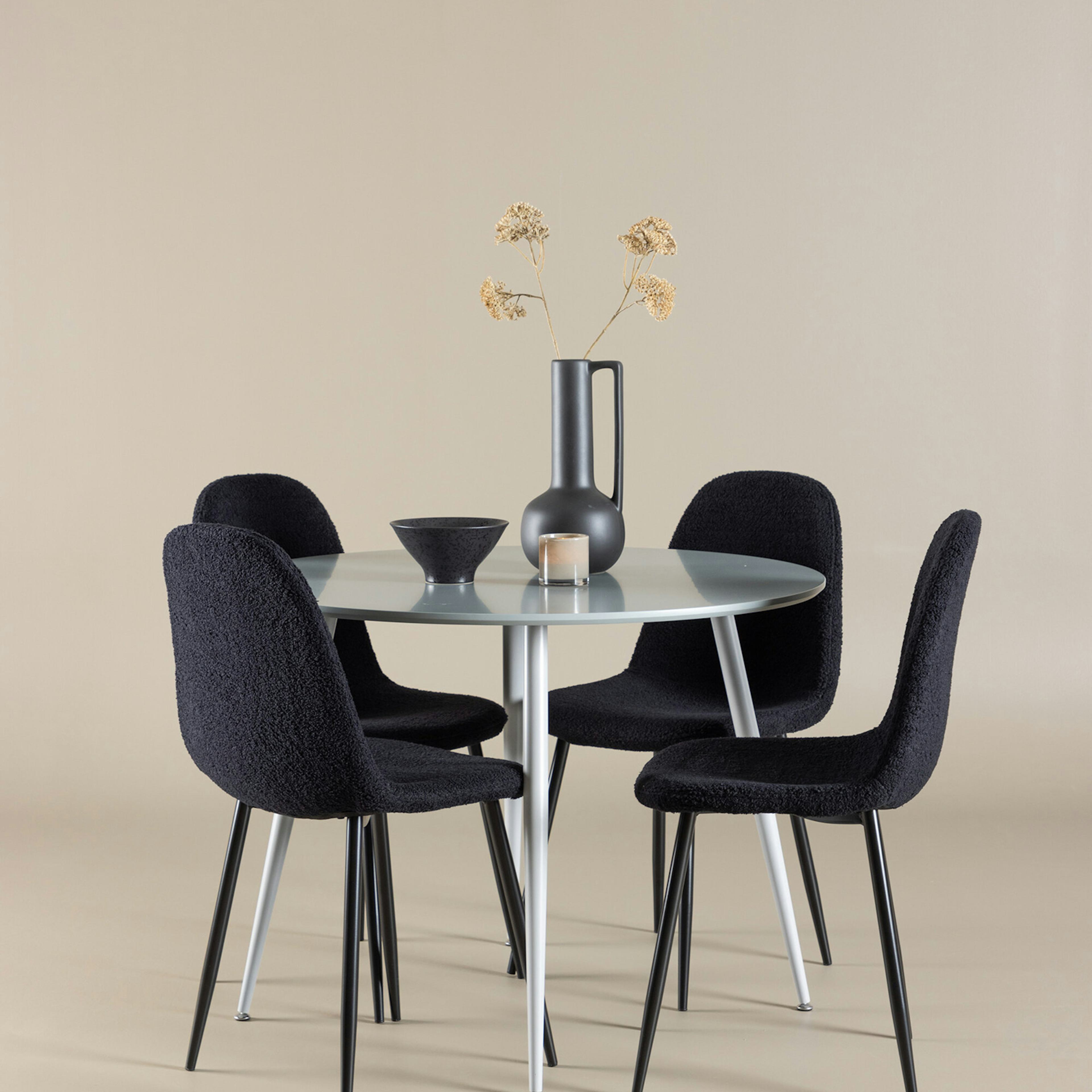 Matgrupp Venture Home Plaza Ø100 med 4 st Polar Stolar Teddy