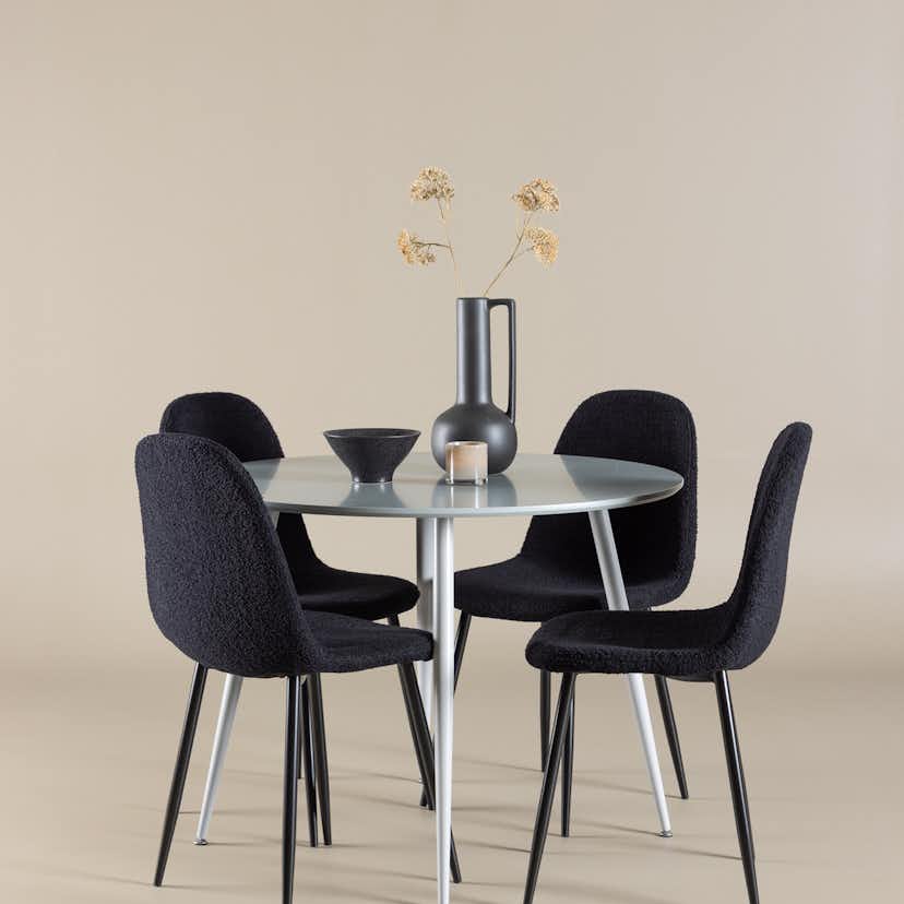 Matgrupp Venture Home Plaza Ø100 med 4 st Polar Stolar Teddy