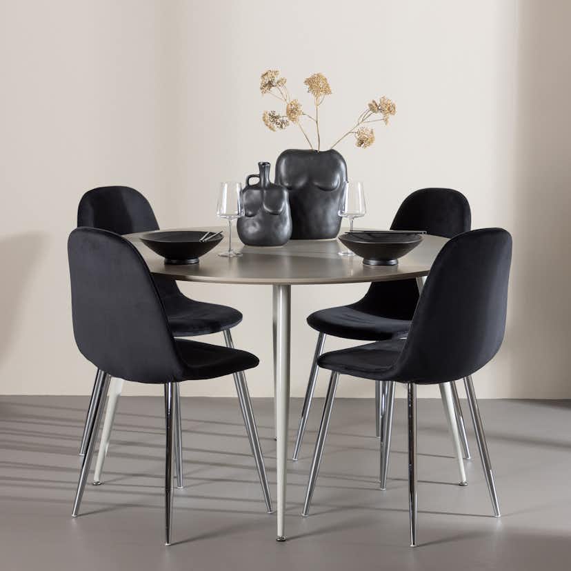 Matgrupp Venture Home Plaza Ø120 med 4 st Polar Stolar Sammet