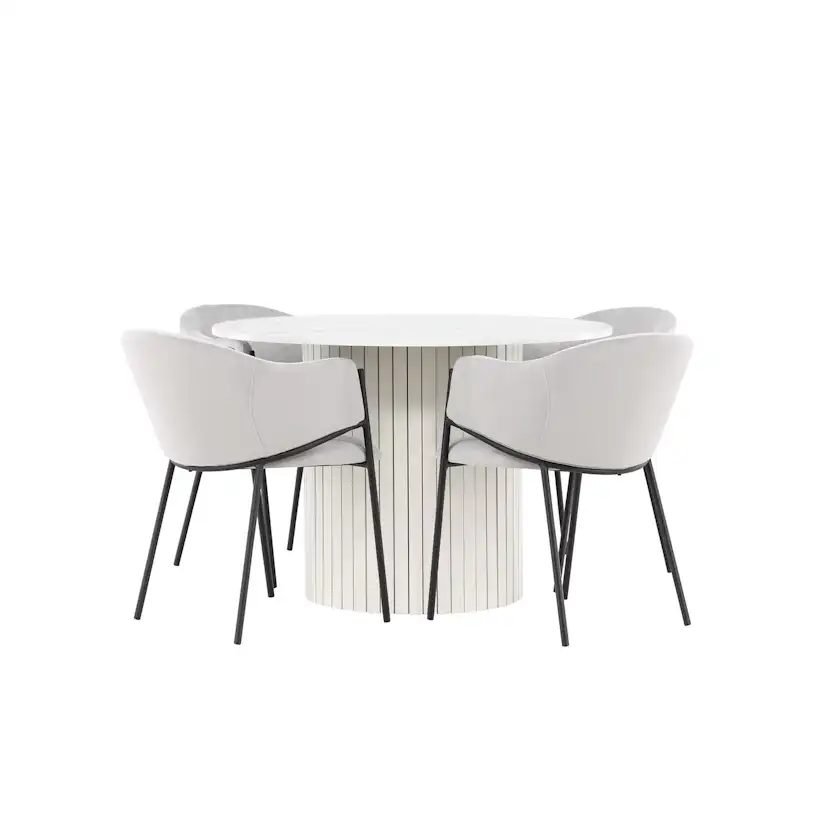 Matgrupp Venture Home Härön Ø110 med 4 st Evelina Stolar