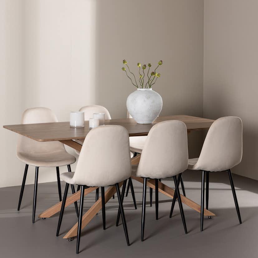 Matgrupp Venture Home Piazza 180 med 6 st Polar Stolar Sammet