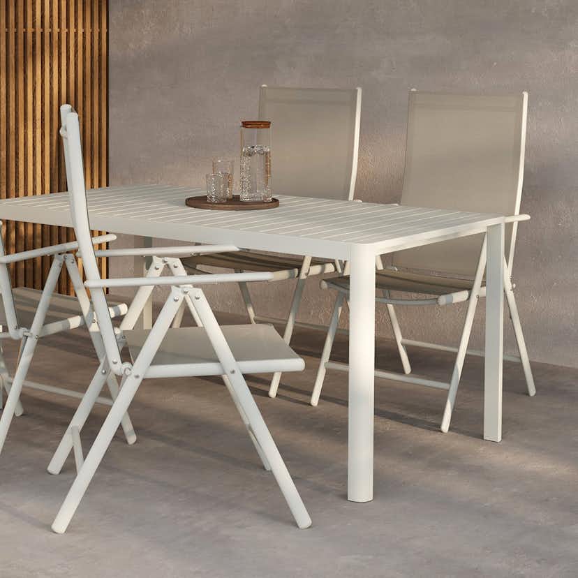 Trädgårdsmatgrupp Venture Home Giardini Matbord Beige med 4 st Break Trädgårdsstolar