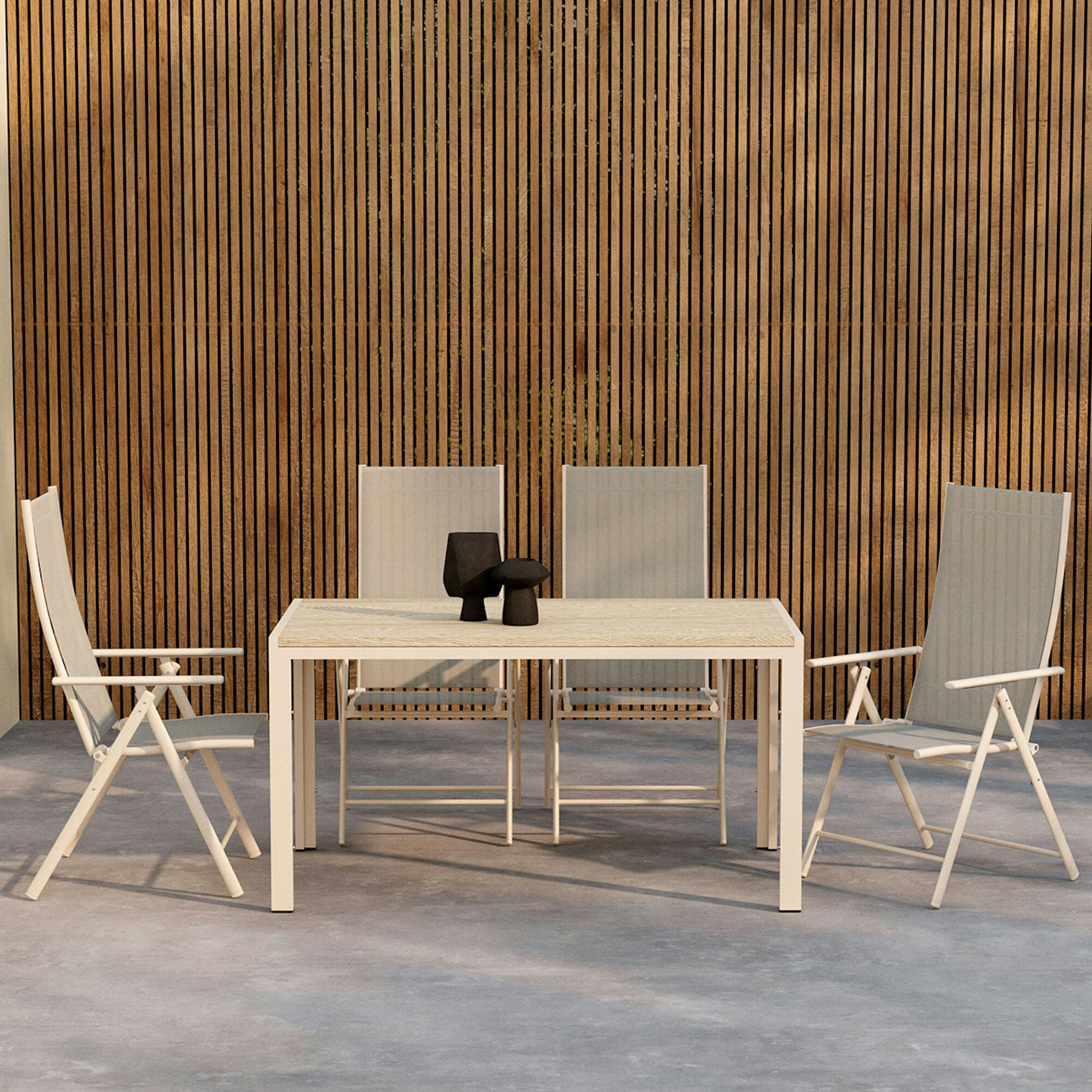 Trädgårdsmatgrupp Venture Home Mirko Matbord Beige med 4 st Levanzo Trädgårdsstol Beige