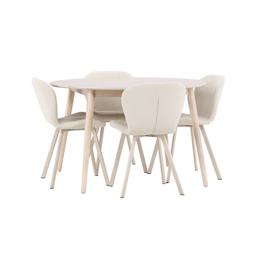 Matgrupp Venture Home Flora Ø120 cm med 4st Lilja Matstolar