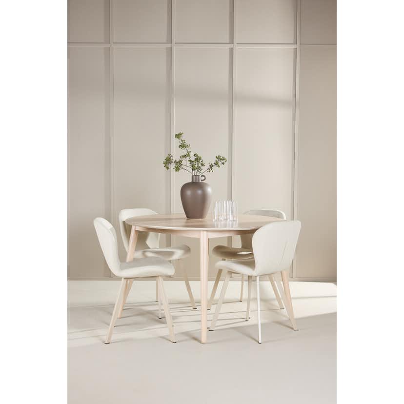 Matgrupp Venture Home Flora Ø120 cm med 4st Lilja Matstolar