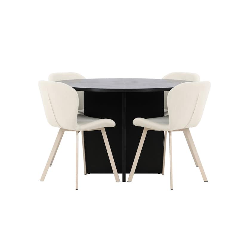 Matgrupp Venture Home Strada Ø120 cm med 4st Lilja Matstolar