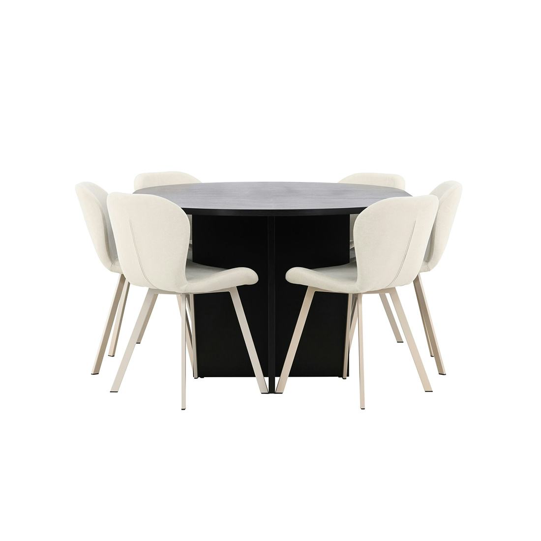 Matgrupp Venture Home Strada Ø120 cm med 6st Lilja Matstolar