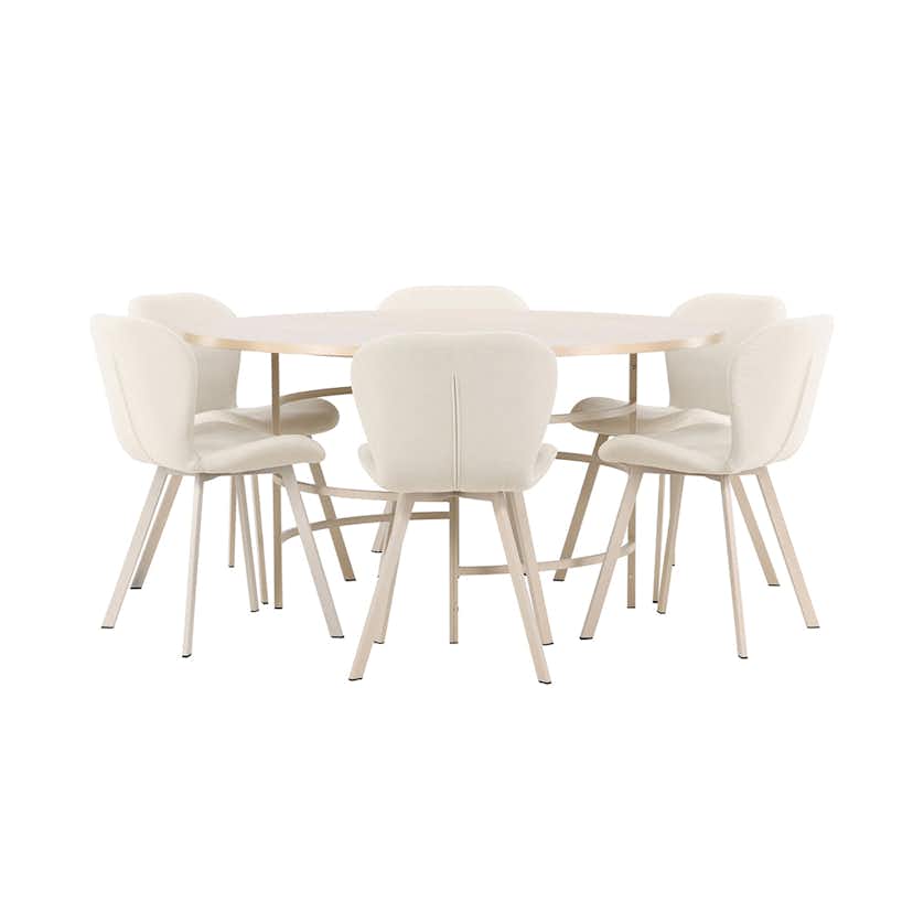 Matgrupp Venture Home Copenhagen Ø140 cm med 6st Lilja Matstolar