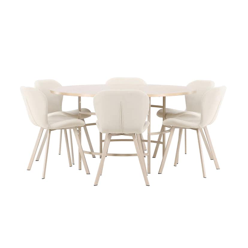 Matgrupp Venture Home Copenhagen Ø140 cm med 6st Lilja Matstolar