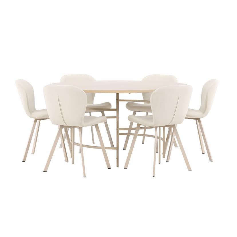 Matgrupp Venture Home Copenhagen Ø140 cm med 6st Lilja Matstolar