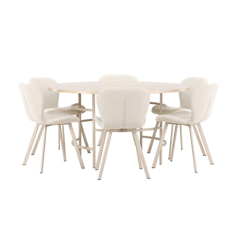 Matgrupp Venture Home Copenhagen Ø140 cm med 6st Lilja Matstolar