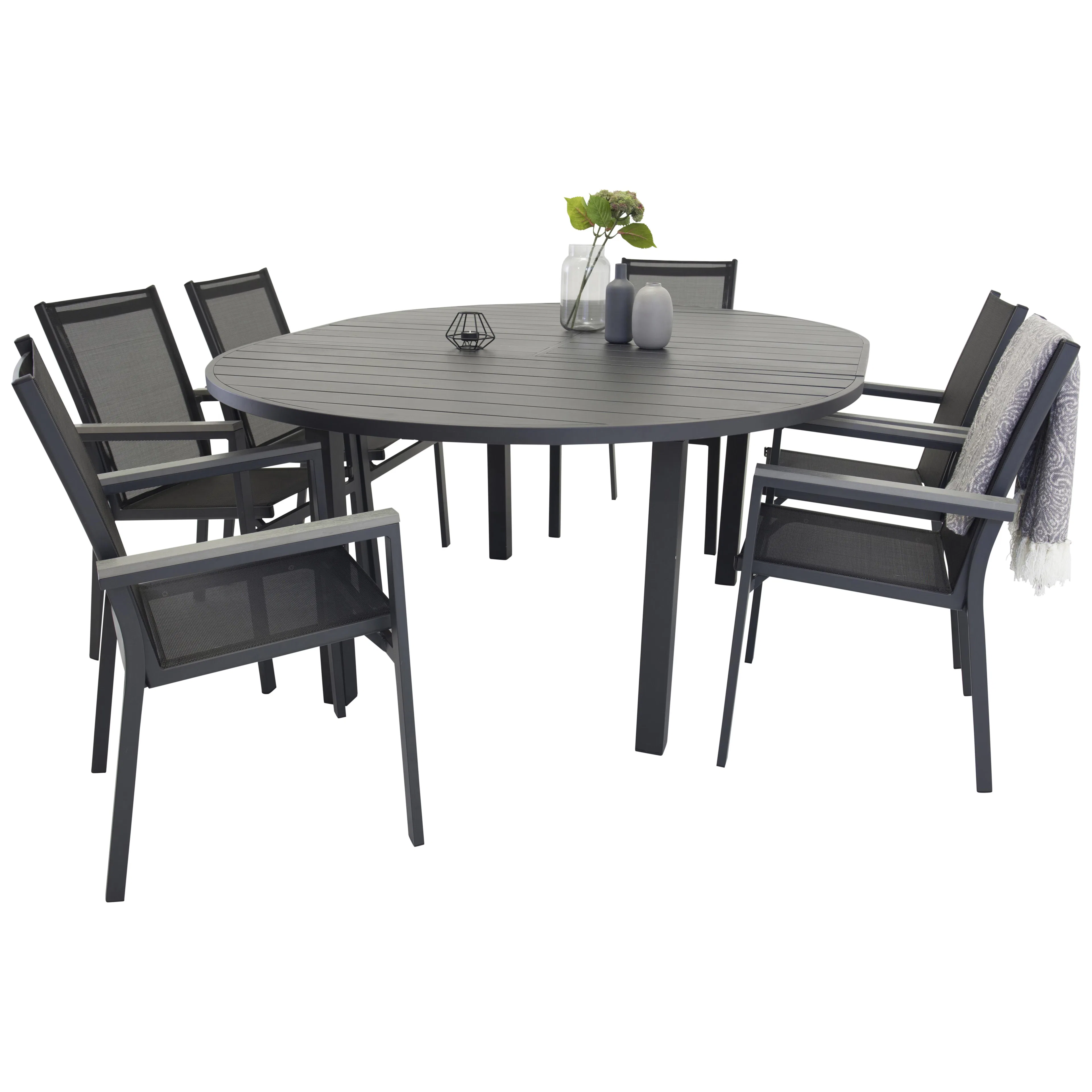 Matgrupp Venture Home Madrid Ø 140 med 6 Pincy Stolar