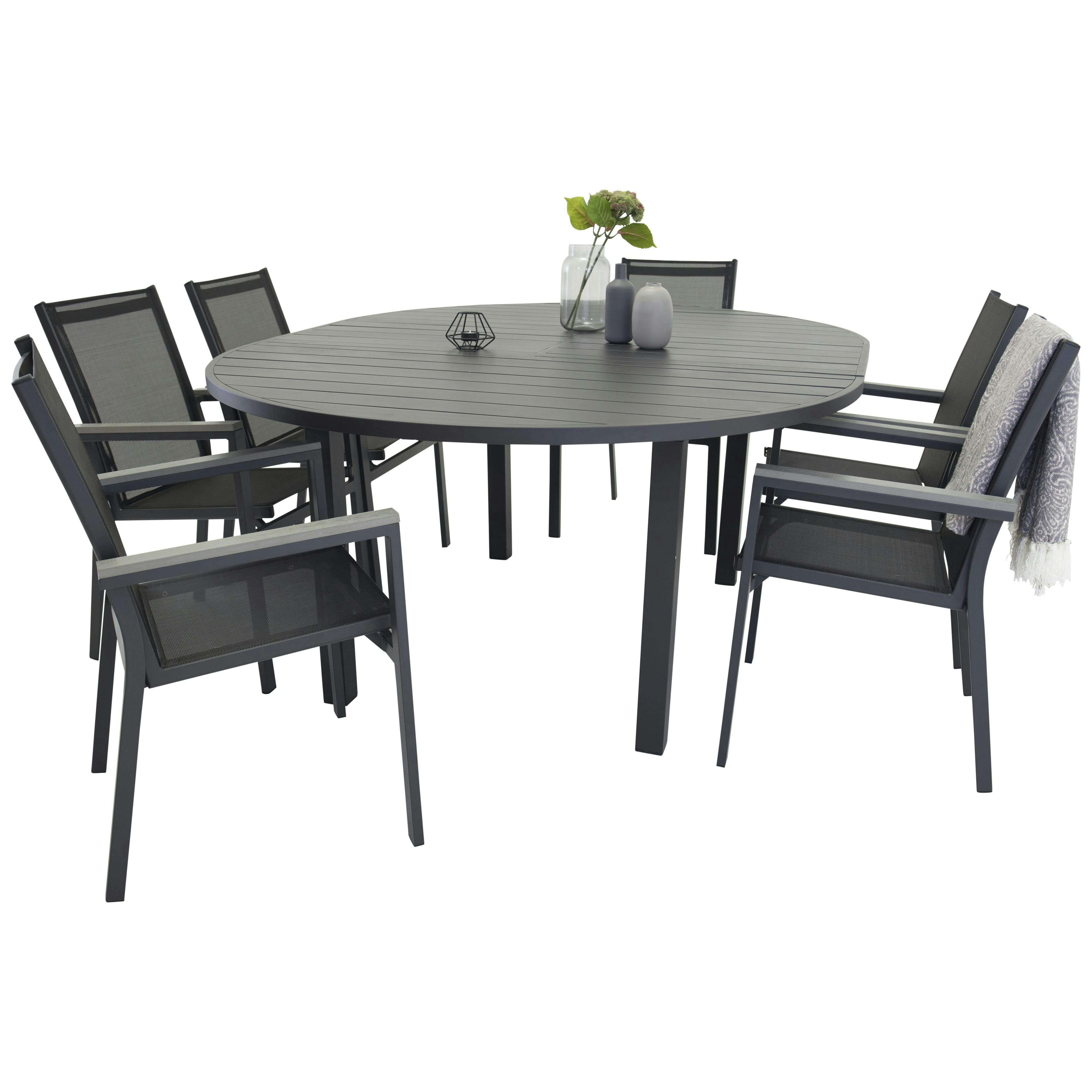 Matgrupp Venture Home Madrid Ø 140 med 6 Pincy Stolar