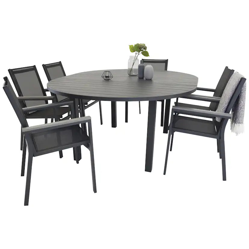 Matgrupp Venture Home Madrid Ø 140 med 6 Pincy Stolar