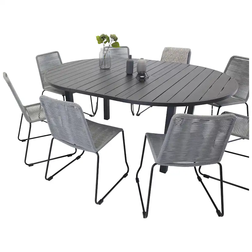 Matgrupp Venture Home Madrid Ø 140 med 8 Leon Matstolar