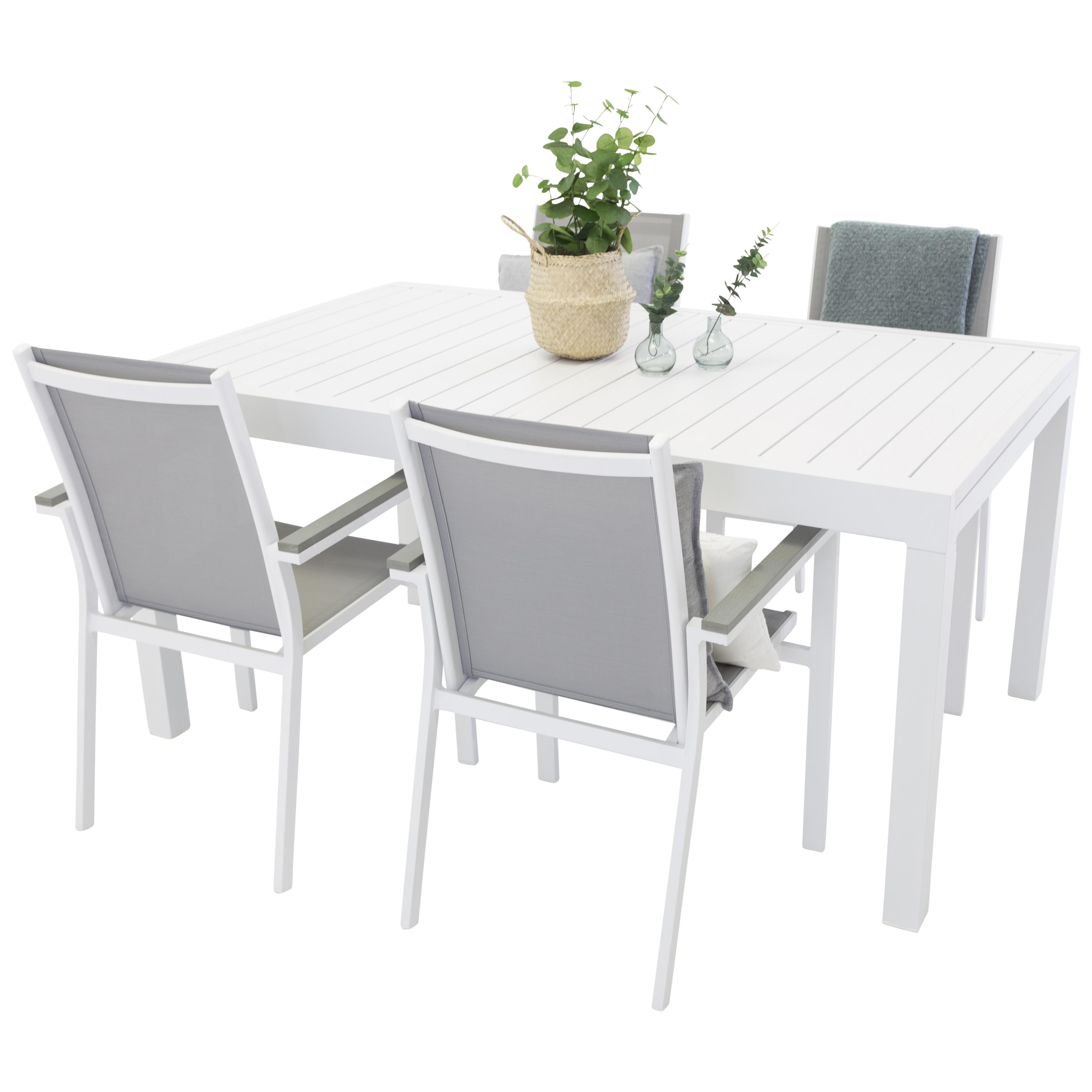 Matgrupp Utomhus Venture Home Madrid 160/240 med 4 Pincy Trädgårdsstolar