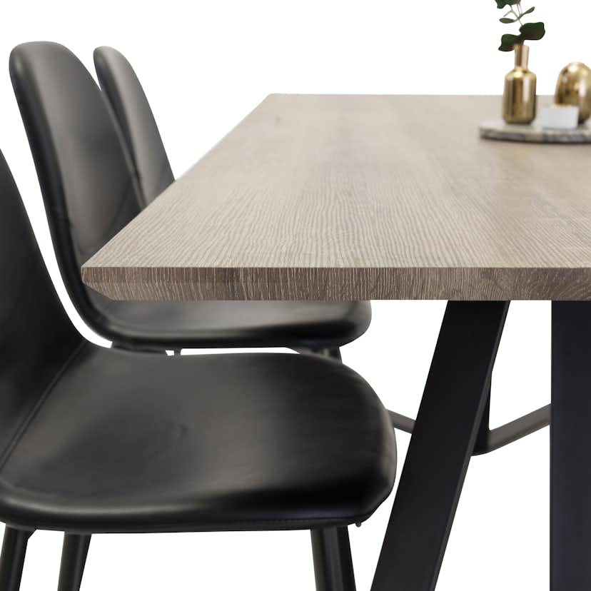 Matgrupp Venture Home Madde med 6 Pobbie Stolar Svart