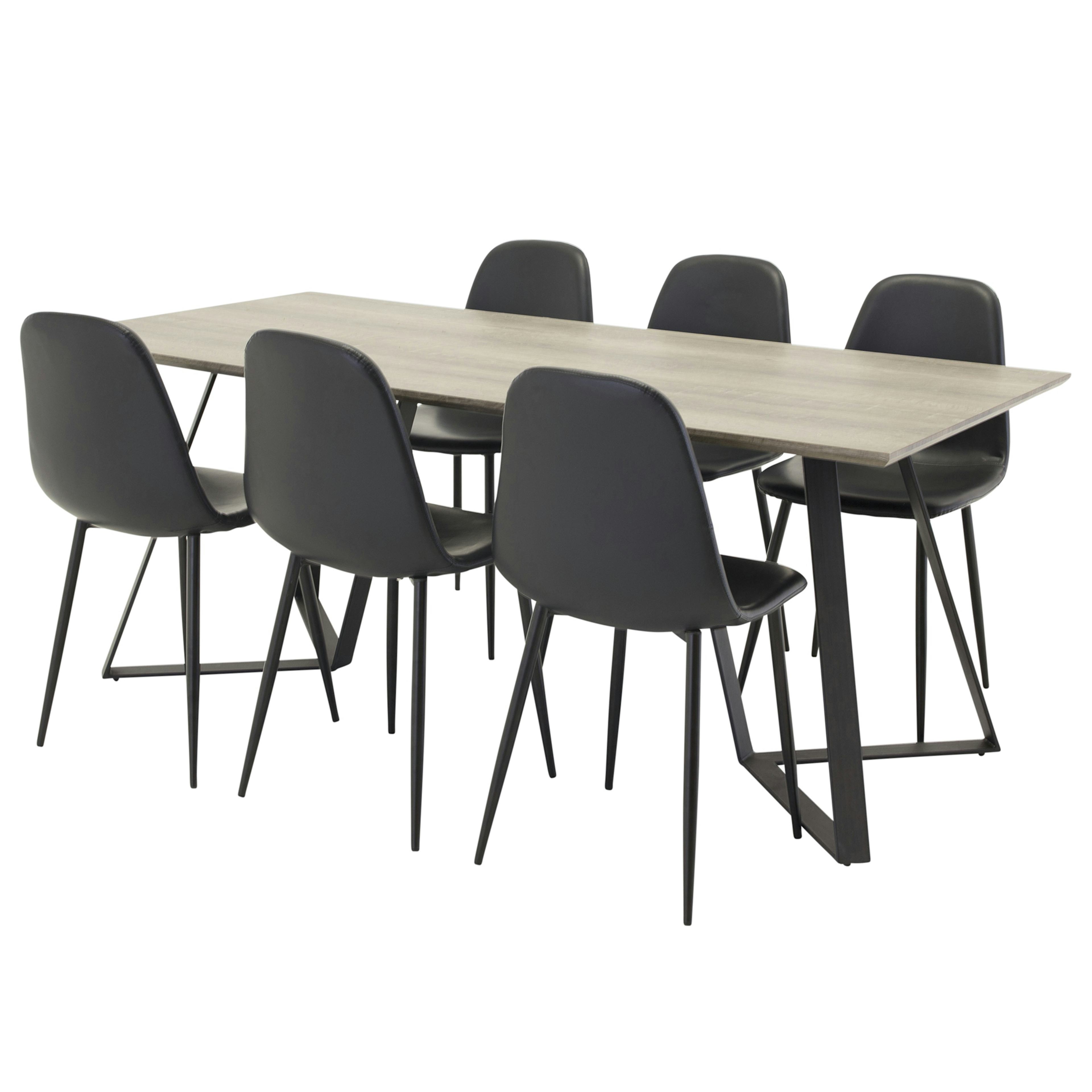 Matgrupp Venture Home Madde med 6 Pobbie Stolar Svart