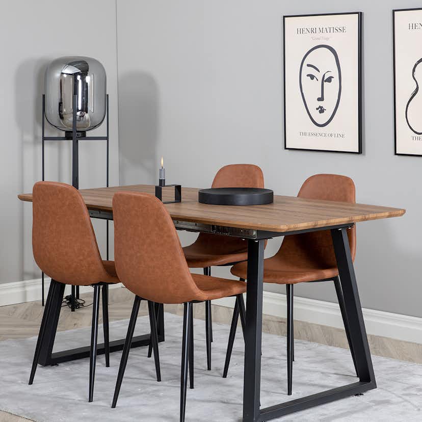 Matgrupp Venture Home Ina med 4 Pobbie Stolar Konstläder Brun