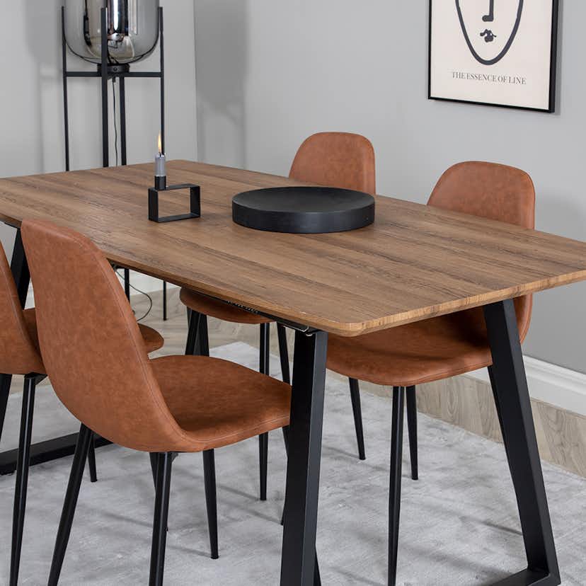 Matgrupp Venture Home Ina med 4 Pobbie Stolar Konstläder Brun