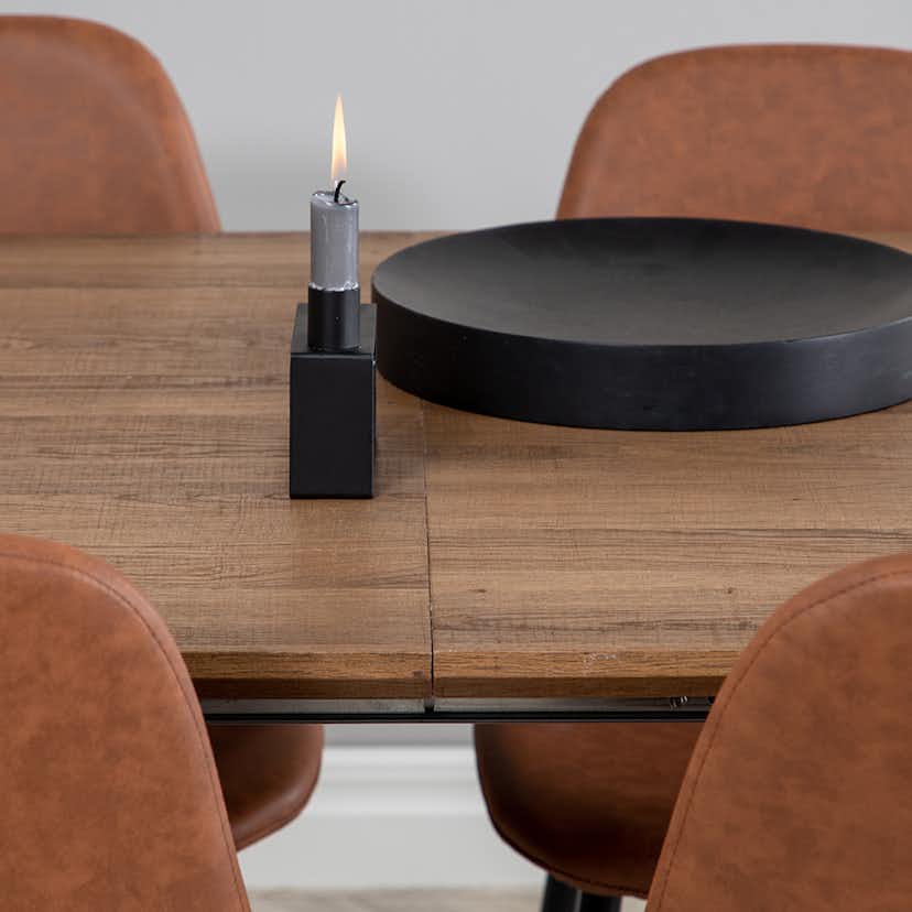 Matgrupp Venture Home Ina med 4 Pobbie Stolar Konstläder Brun