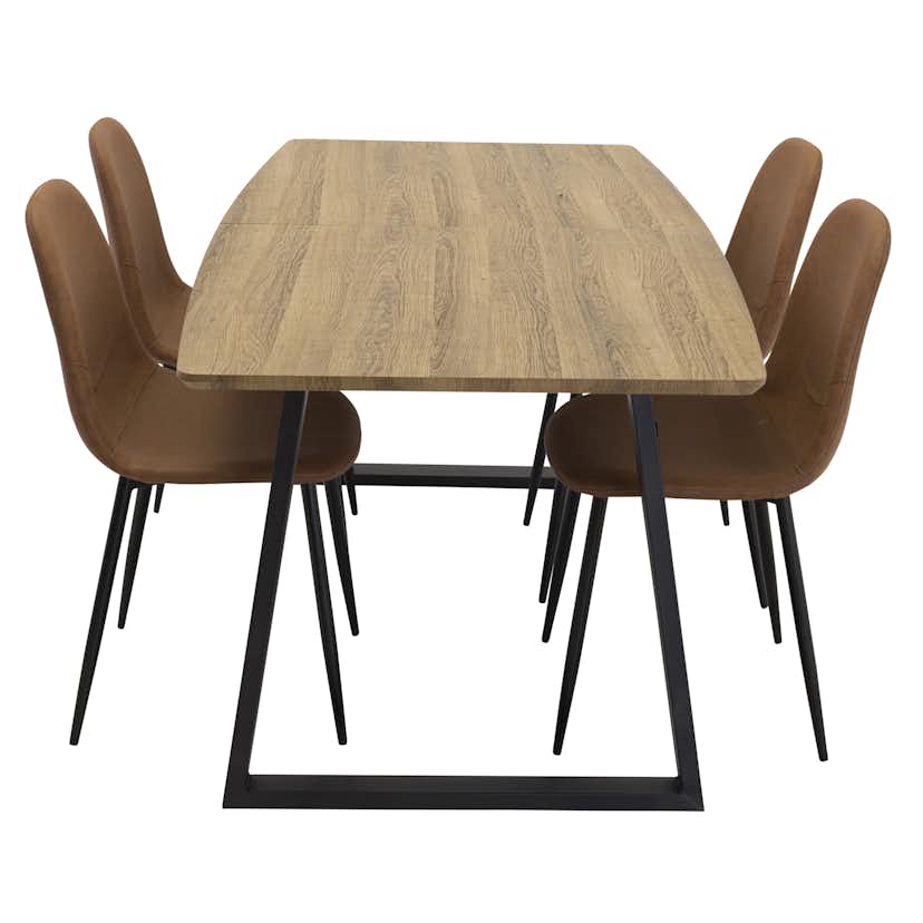 Matgrupp Venture Home Ina med 4 Pobbie Stolar Konstläder Brun