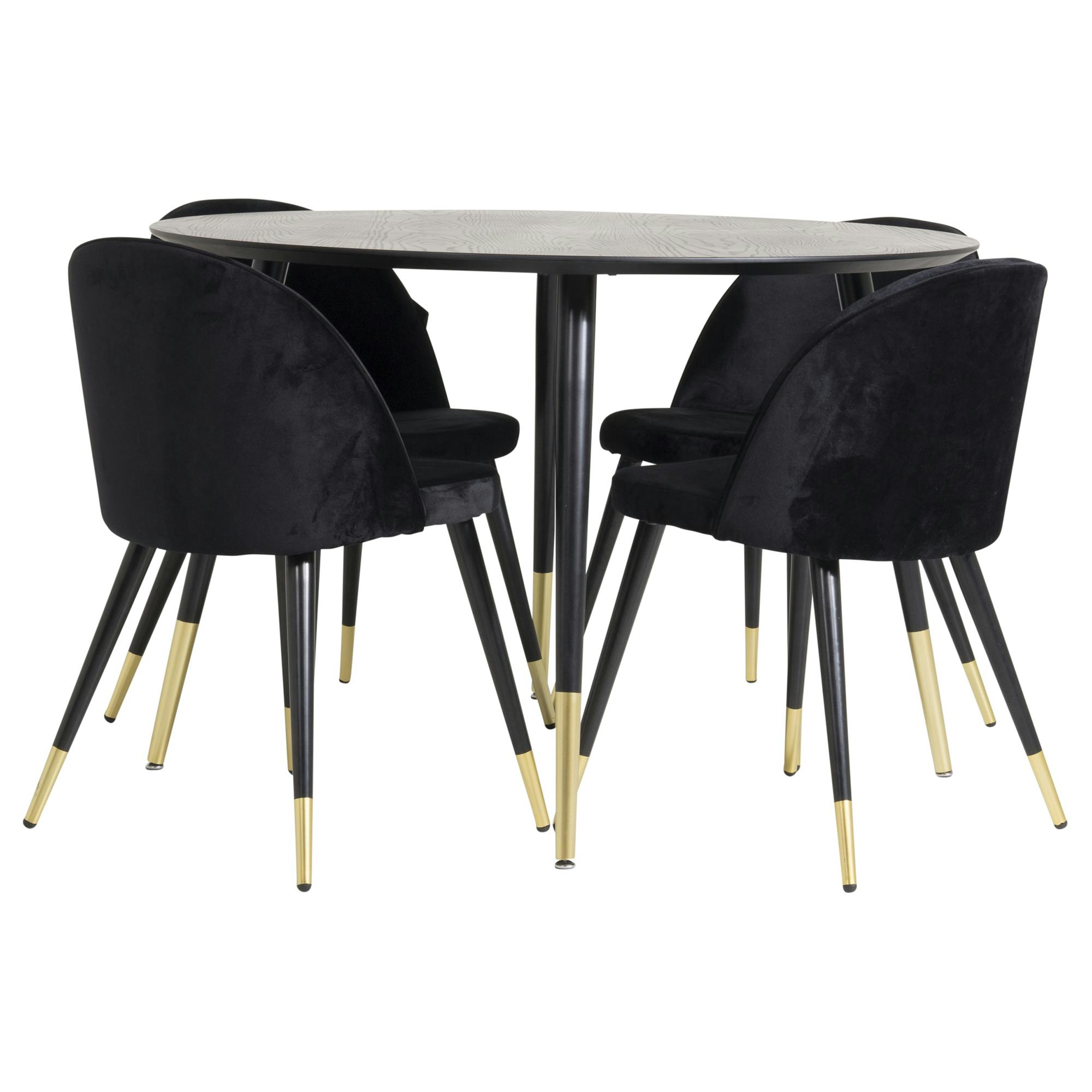 Matgrupp Venture Home Dipp Ø115 cm med 4 Velvet Stolar