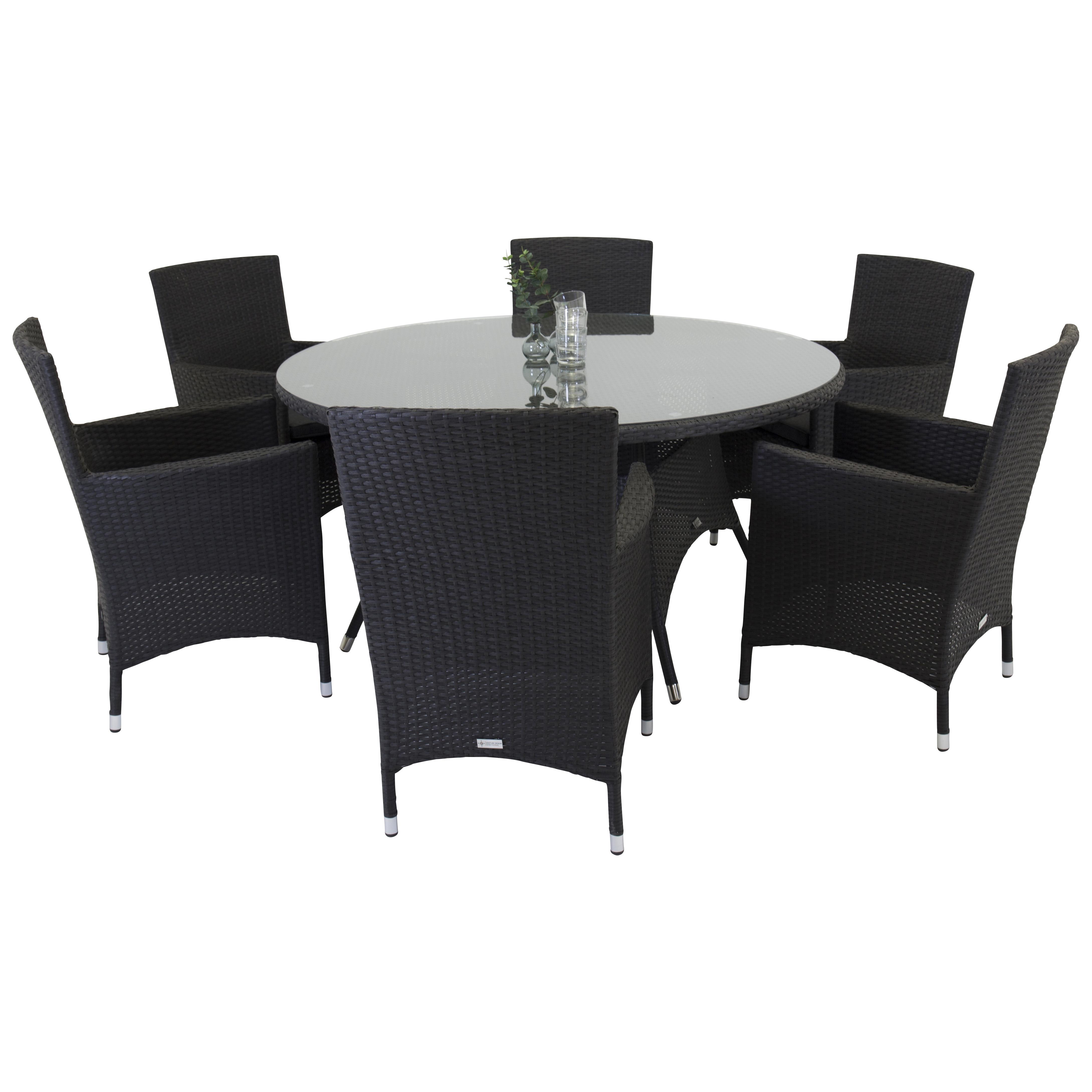 Matgrupp Utomhus Venture Home Virda Ø 150 med 6 Milwa Trädgårdsstolar