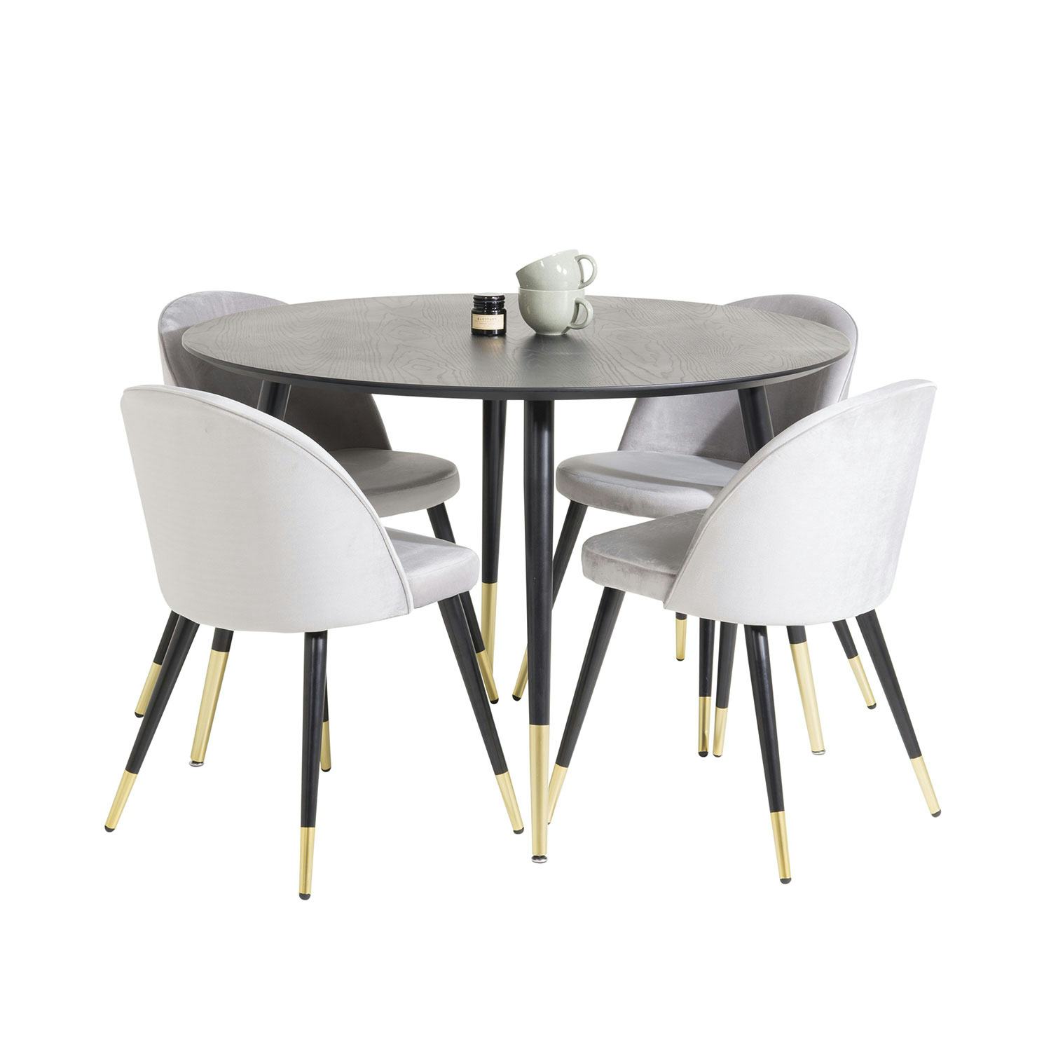 Matgrupp Venture Home Dipp med 4 Velvet stolar Runt