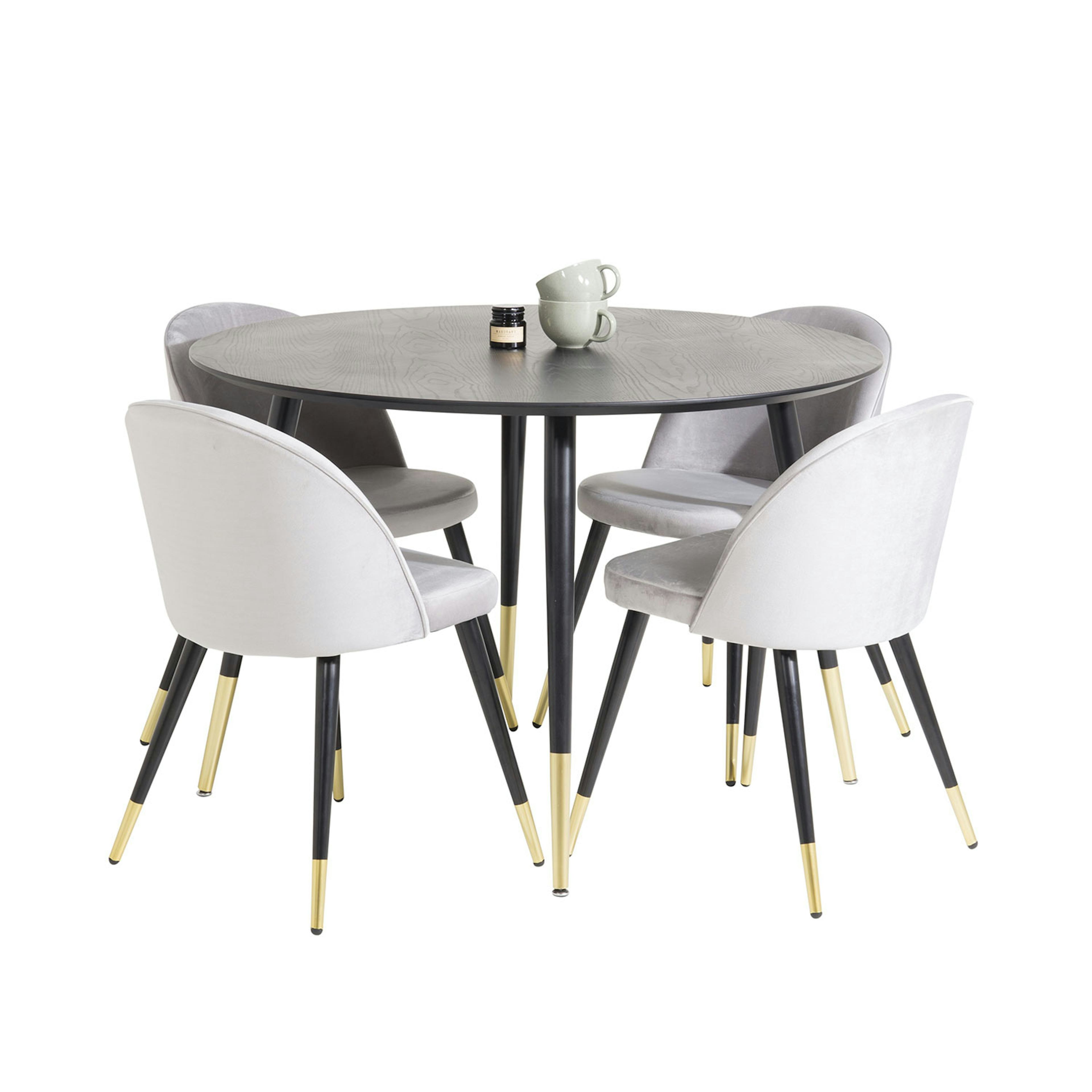 Matgrupp Venture Home Dipp med 4 Velvet stolar Runt