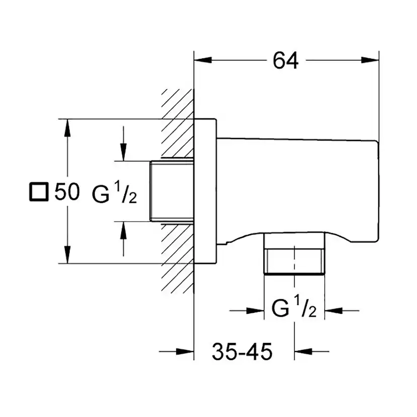 Handduschanslutning Grohe Rainshower för Vägg