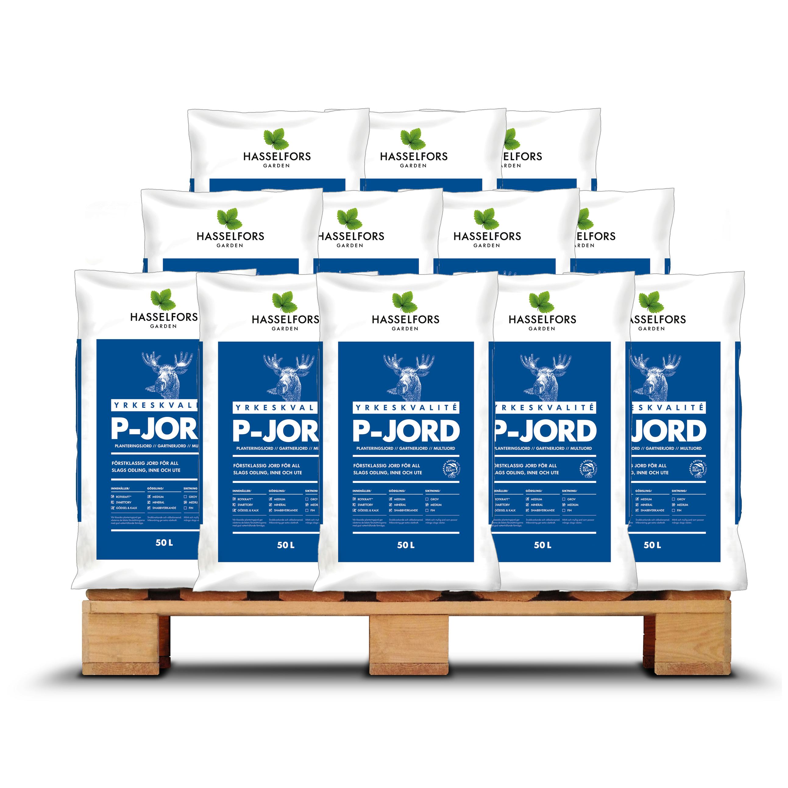 Planteringsjord Hasselfors Garden P-jord Proffs på Pall - 21x50L