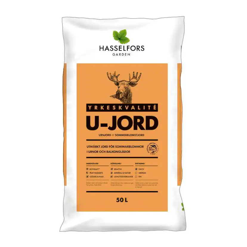 Planteringsjord Hasselfors Garden KRAV-Märkt & Näringstillsatt U-Jord för Blommor & Växter på Pall - 21x50L