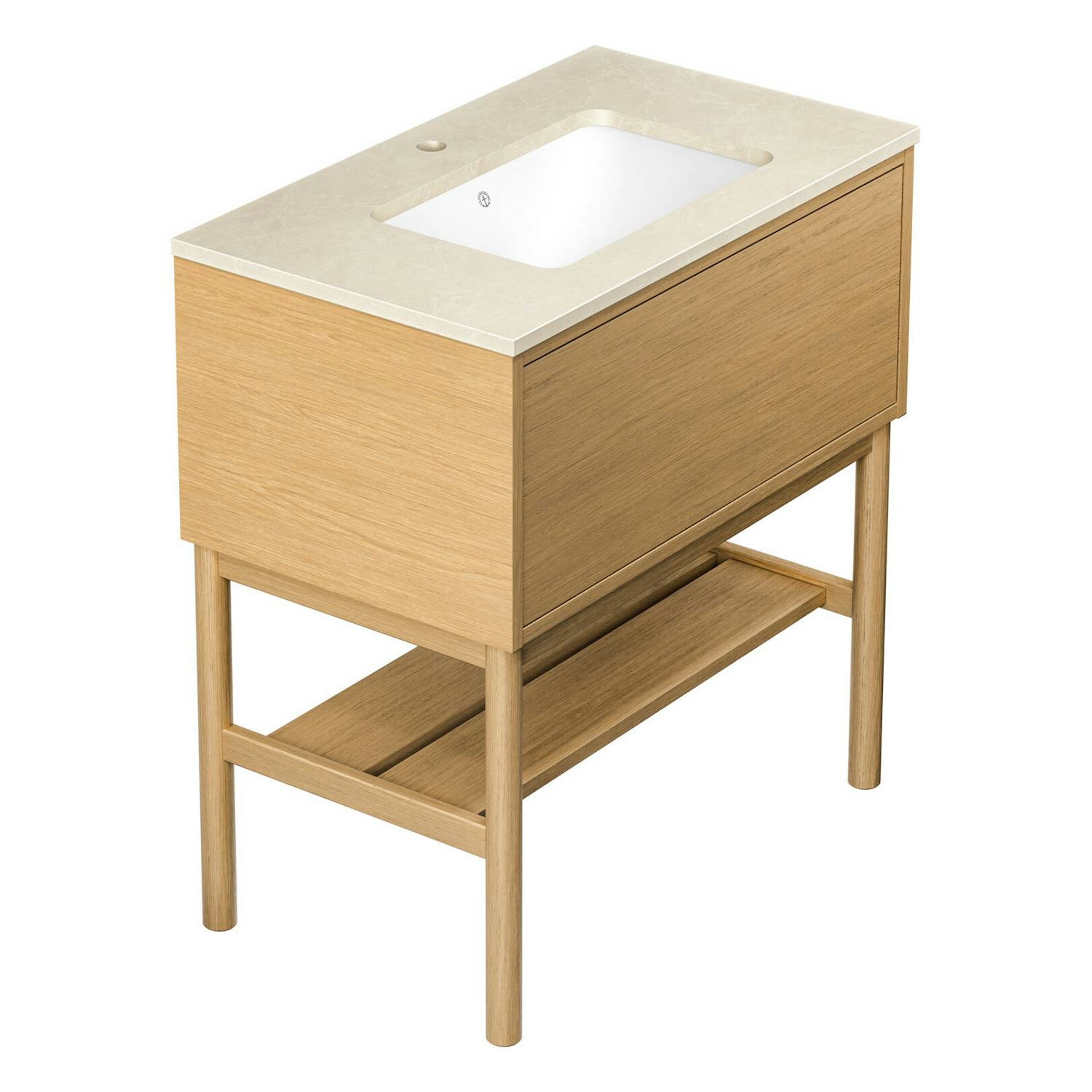 Tvättställskåp Gustavsberg Ducentic 80 cm med Stenbänkskiva, Underlimmat Tvättställ och Benställning