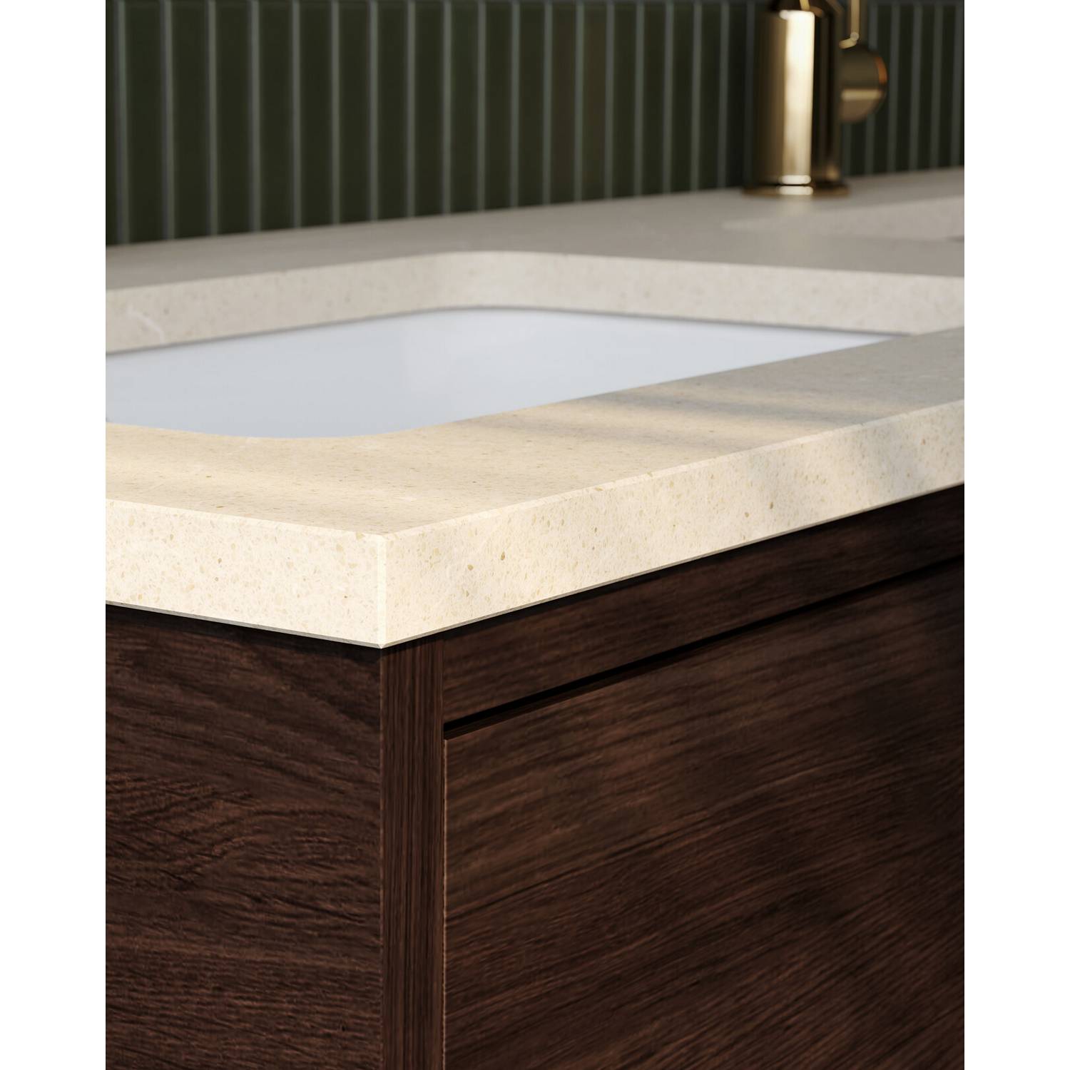 Tvättställskåp Gustavsberg Ducentic 120 cm med Stenbänkskiva, Underlimmade Tvättställ och Benställning