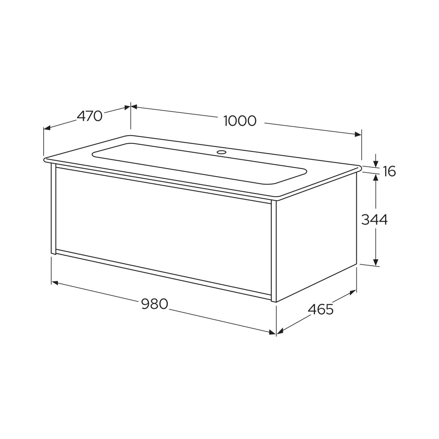Tvättställskåp Gustavsberg Ducentic 100 cm med Tvättställ i Porslin