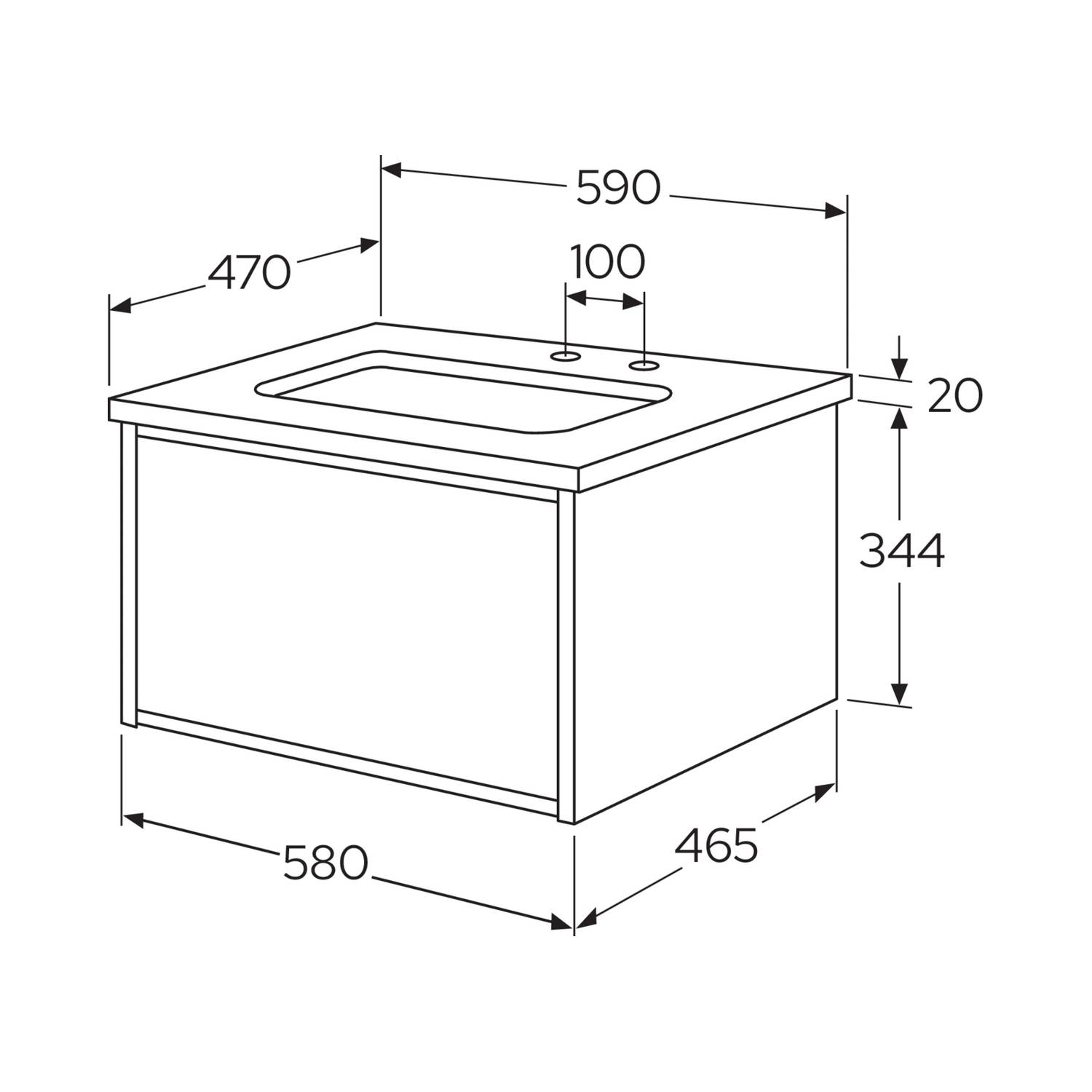 Tvättställskåp Gustavsberg Ducentic 60 cm med Stenbänkskiva, Underlimmat Tvättställ och Benställning