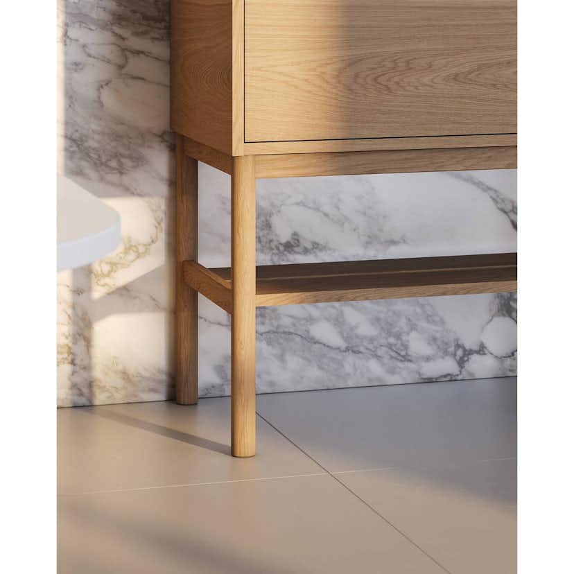 Tvättställskåp Gustavsberg Ducentic 60 cm med Stenbänkskiva, Underlimmat Tvättställ och Benställning