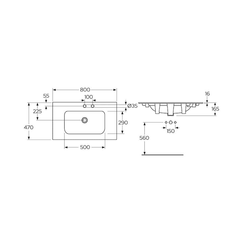 Tvättställ Gustavsberg Artic Slim 80 cm