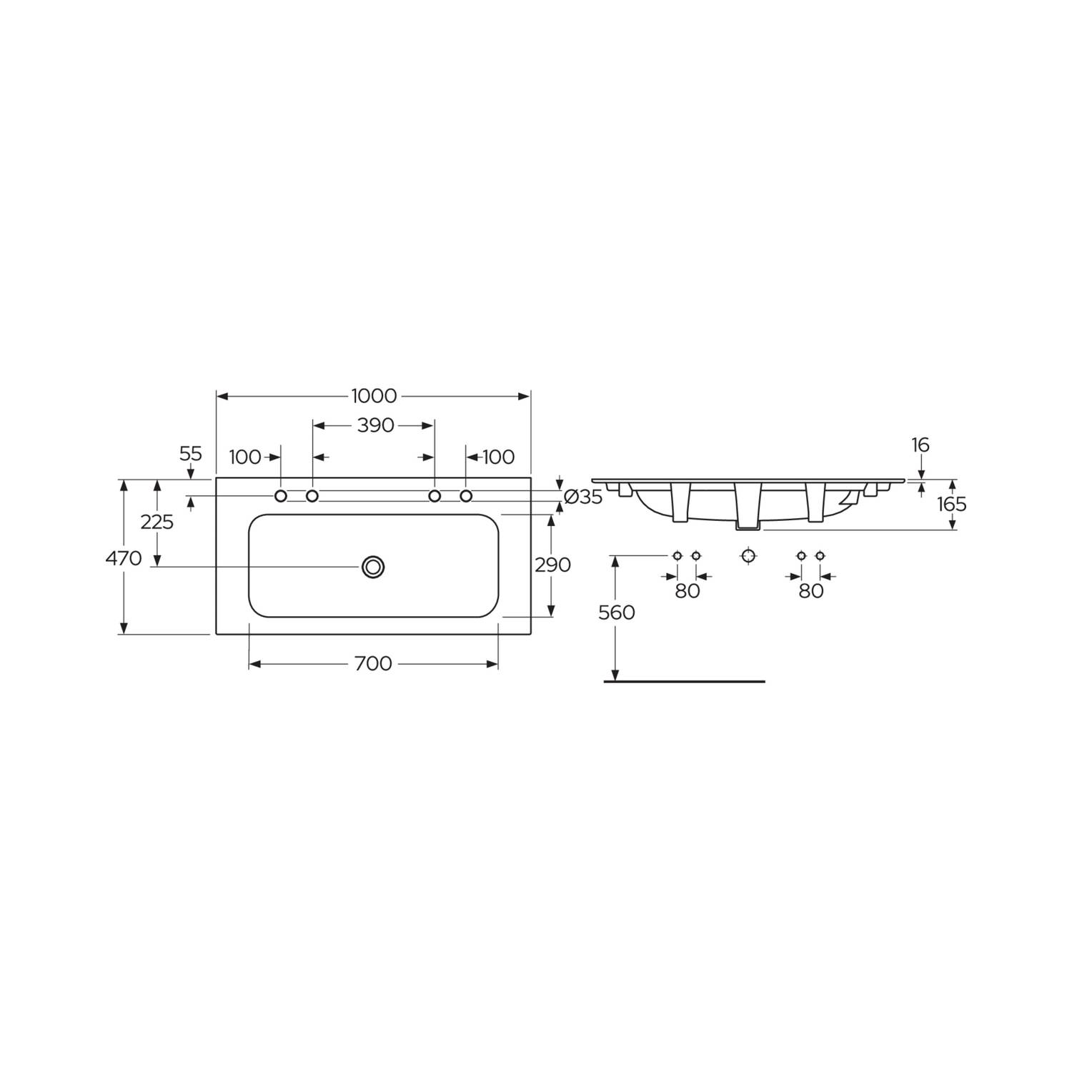 Tvättställ Gustavsberg Artic Slim 100 cm