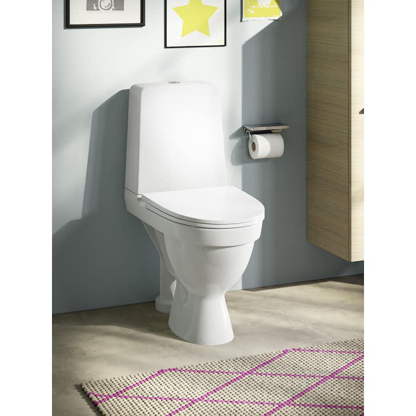 Toalettstol Laufen Kompas 825155 Rimless med öppet S-lås för Limning inkl Mjuksits