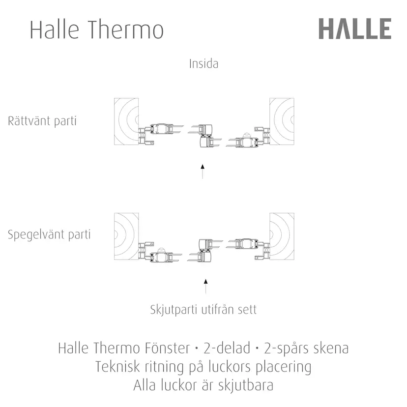 Skjutbart Fönsterparti Halle Thermo 2 Fönster Vit