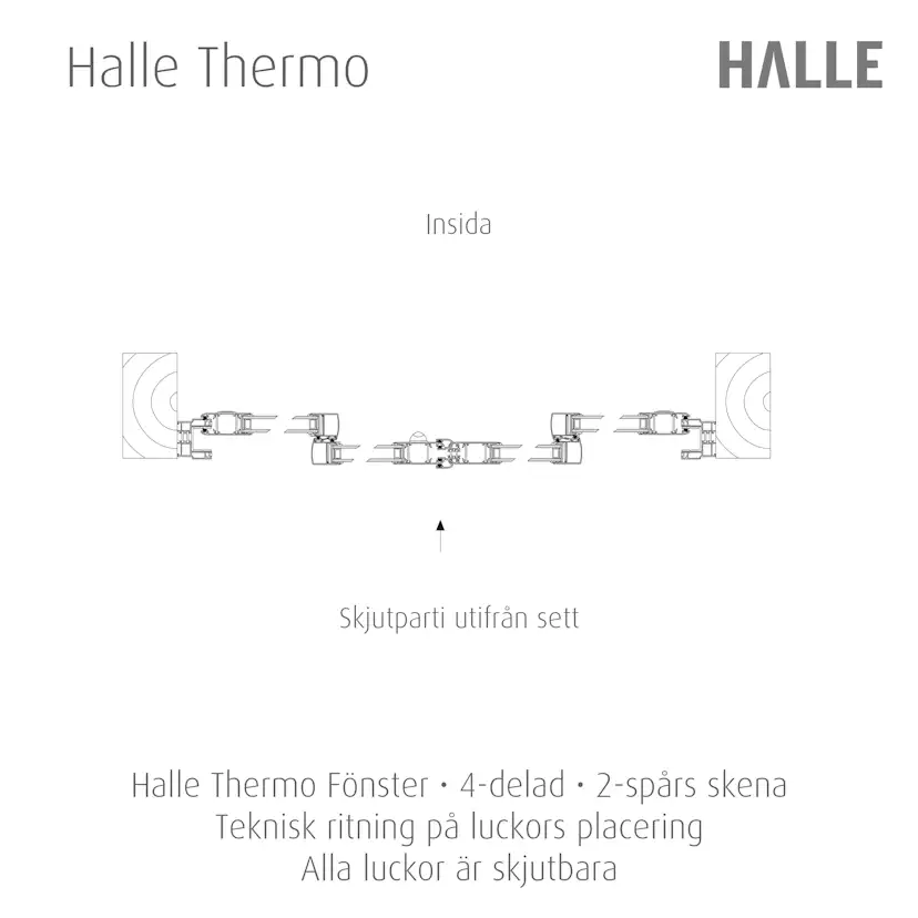 Skjutbart Fönsterparti Halle Thermo 4 Fönster 2 Spår Vit