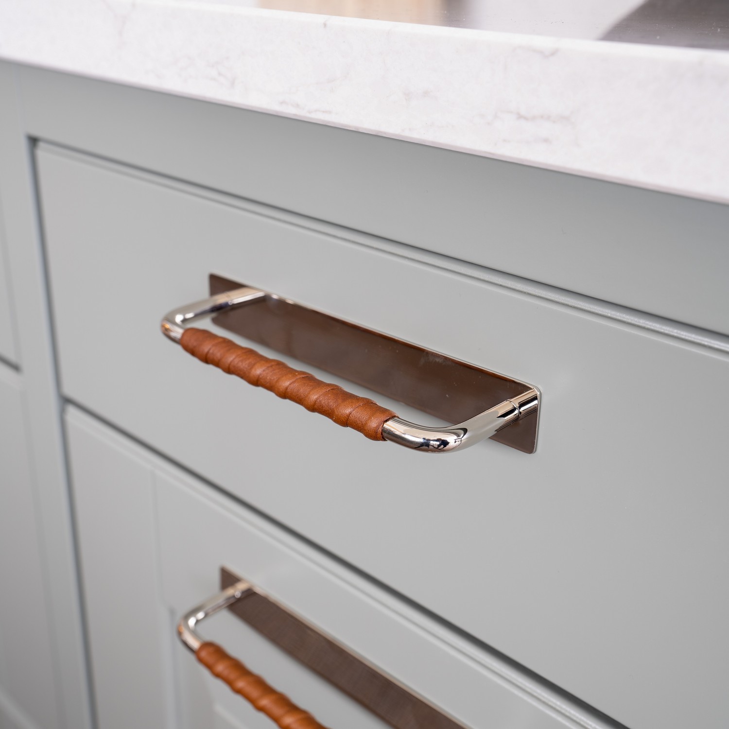 Handtag Beslag Design Royal Deluxe Läderlindad Brun