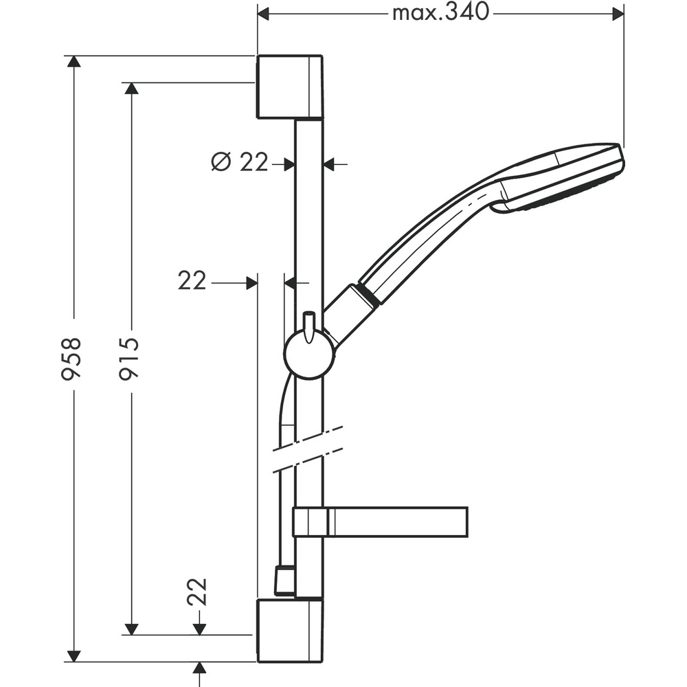 Duschset Hansgrohe Croma 100 Vario 90 cm