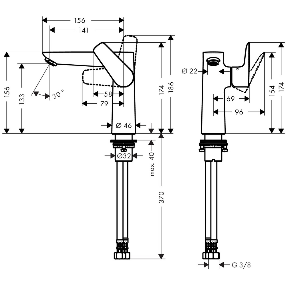 Tvättställsblandare Hansgrohe Talis E 150