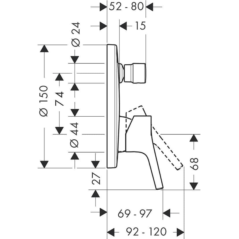 Badkarsblandare Hansgrohe Talis S för Inbyggnad