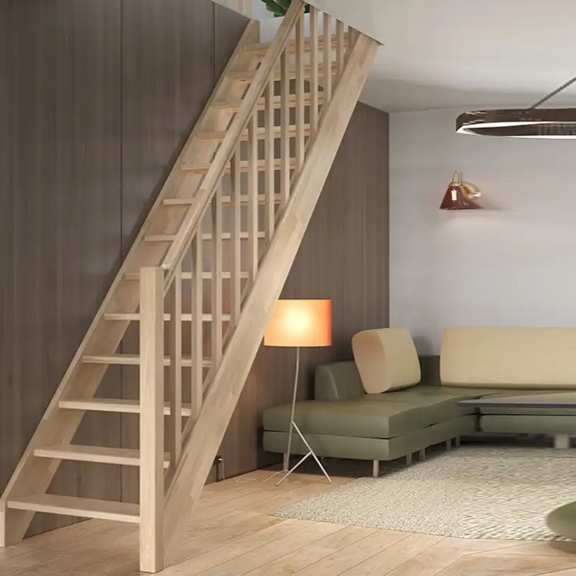 Spartrappa Dolle Helsinki Ek Rak Räcke med Träbalustrar