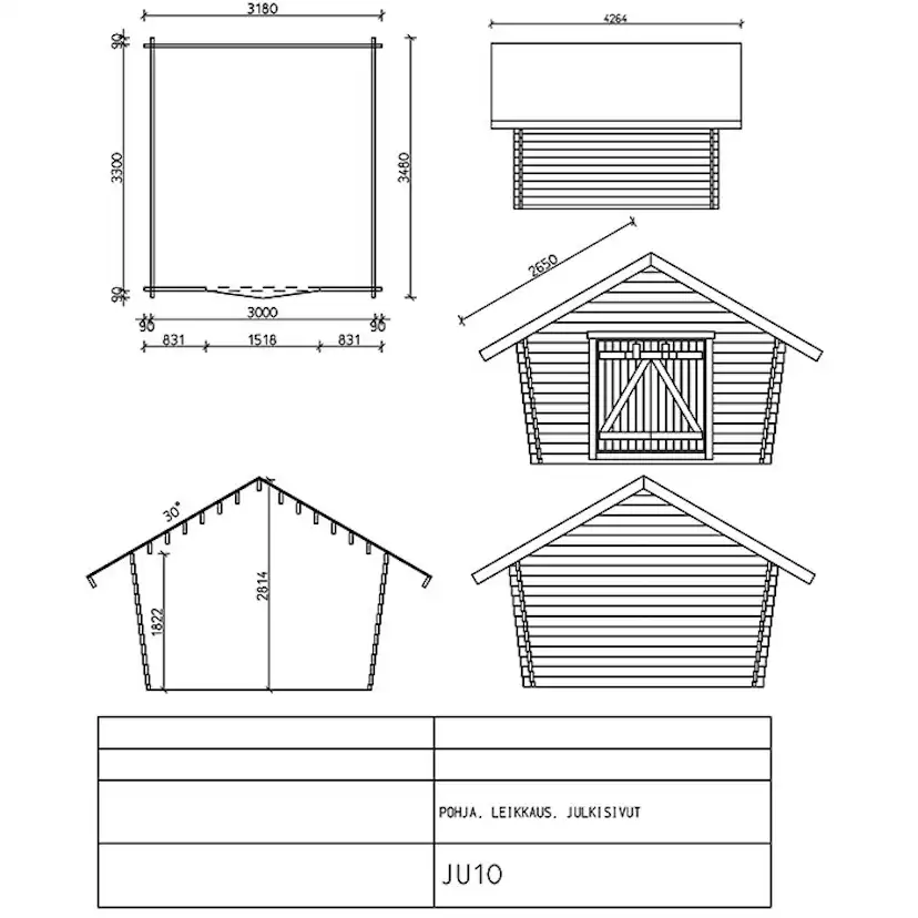 Timmerlada LP Garden U10 10 m² Förråd med Täta Väggar i Obehandlat Trä